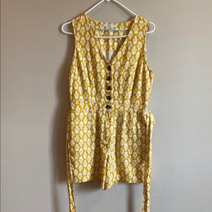 Boden Yellow and White Patterned Romper